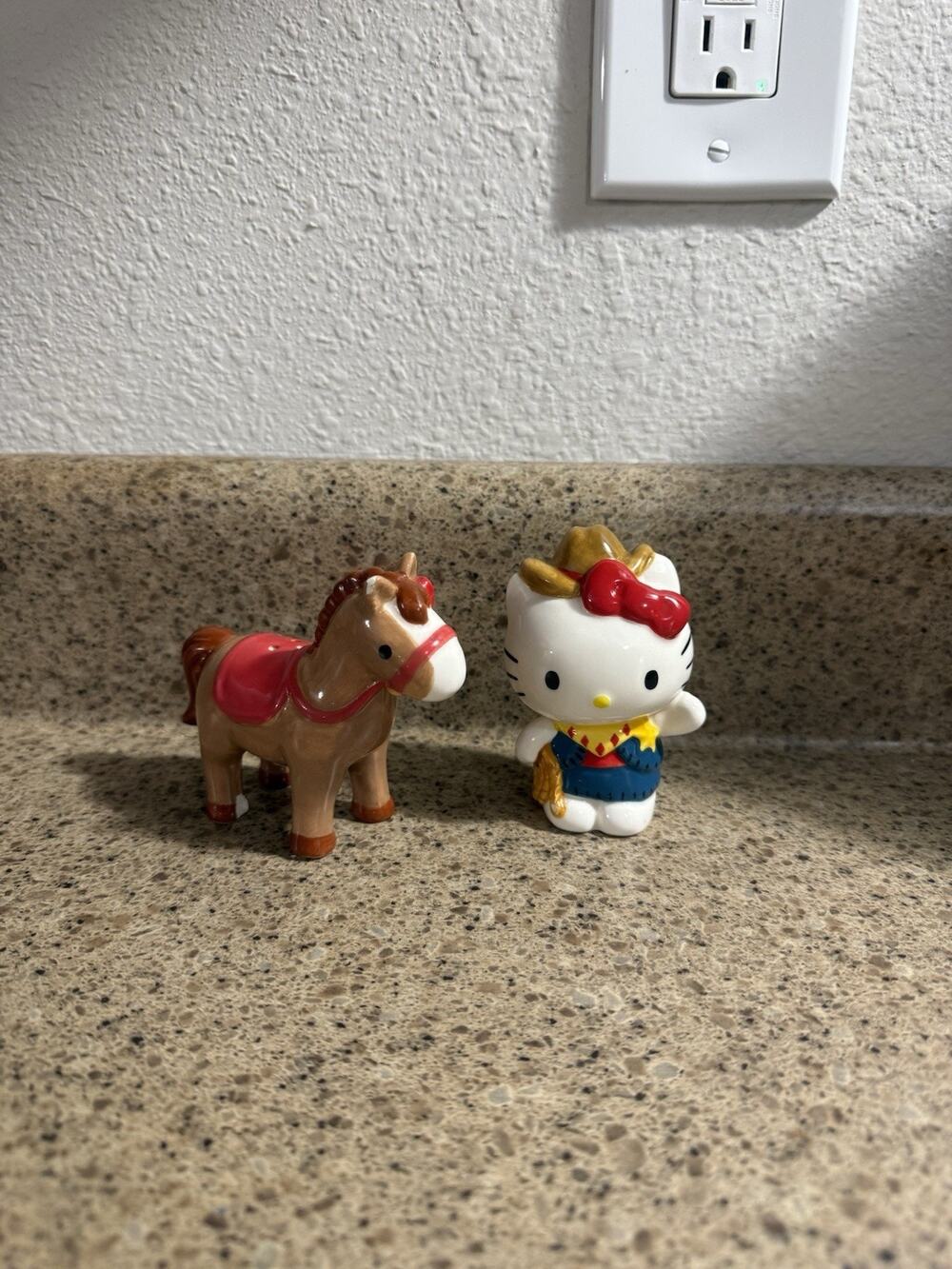 Blue Sky Clayworks HELLO KITTY Cowgirl Horse Western Salt And Pepper Shaker